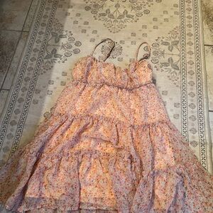Floral Kids Dress in Orange and Pink